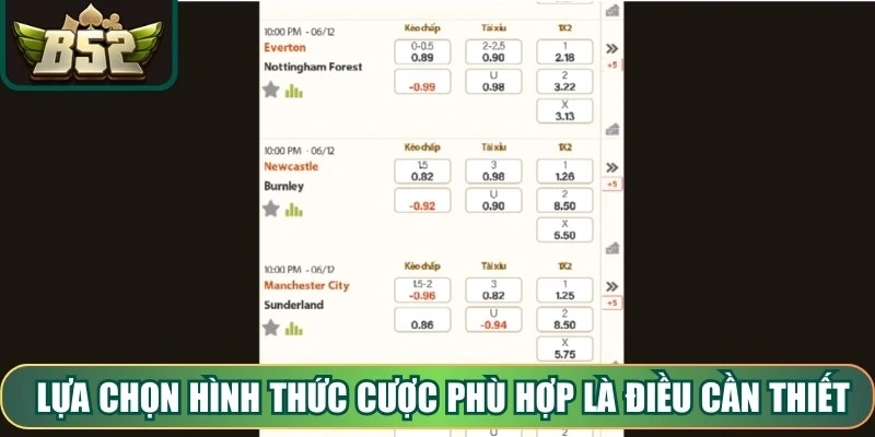 Lựa chọn hình thức cược phù hợp là điều cần thiết cho anh em cá cược